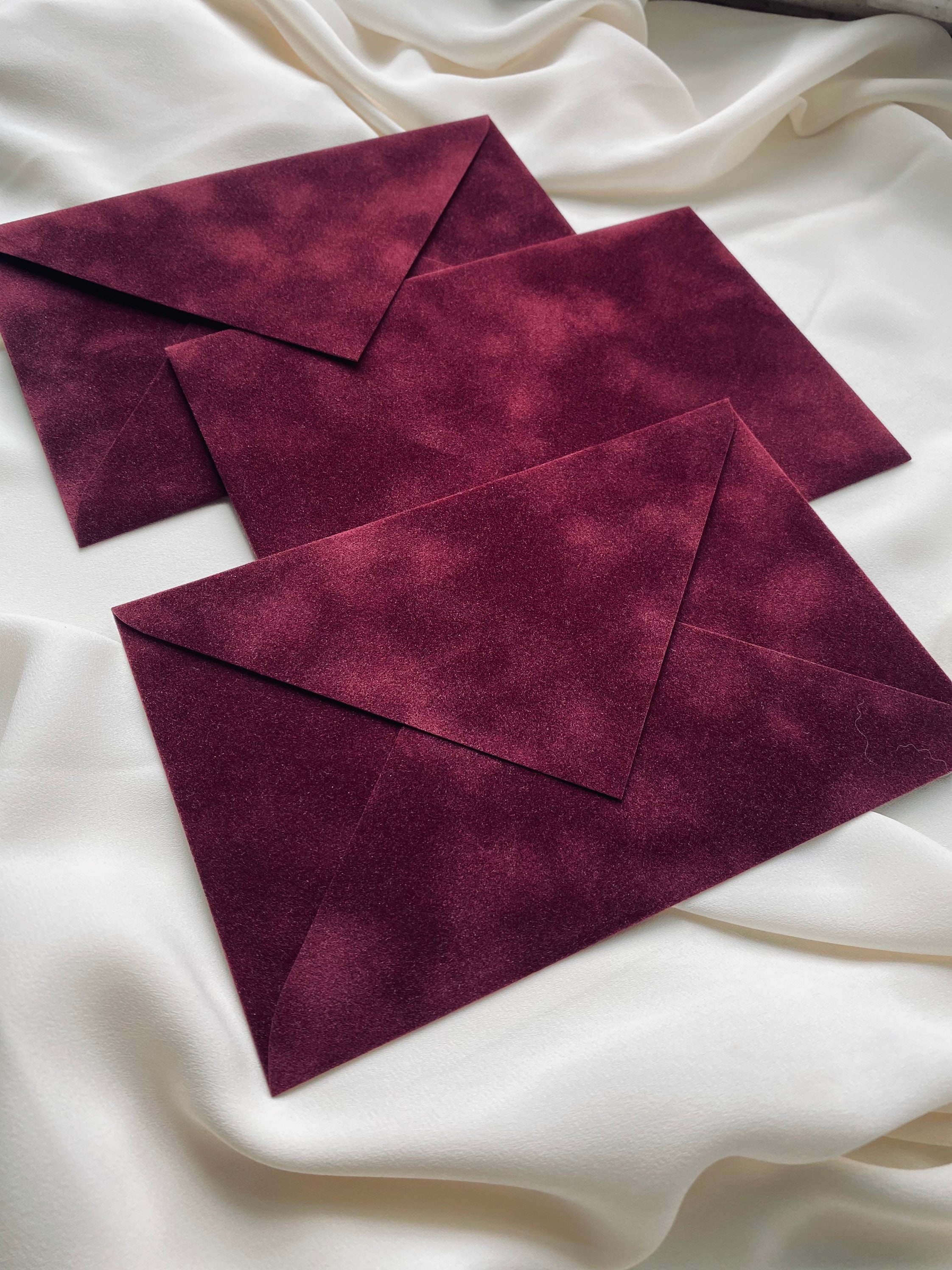 Vellum Velvet Envelope / Burgundy / Red Wine Velvet Envelope / Etsy