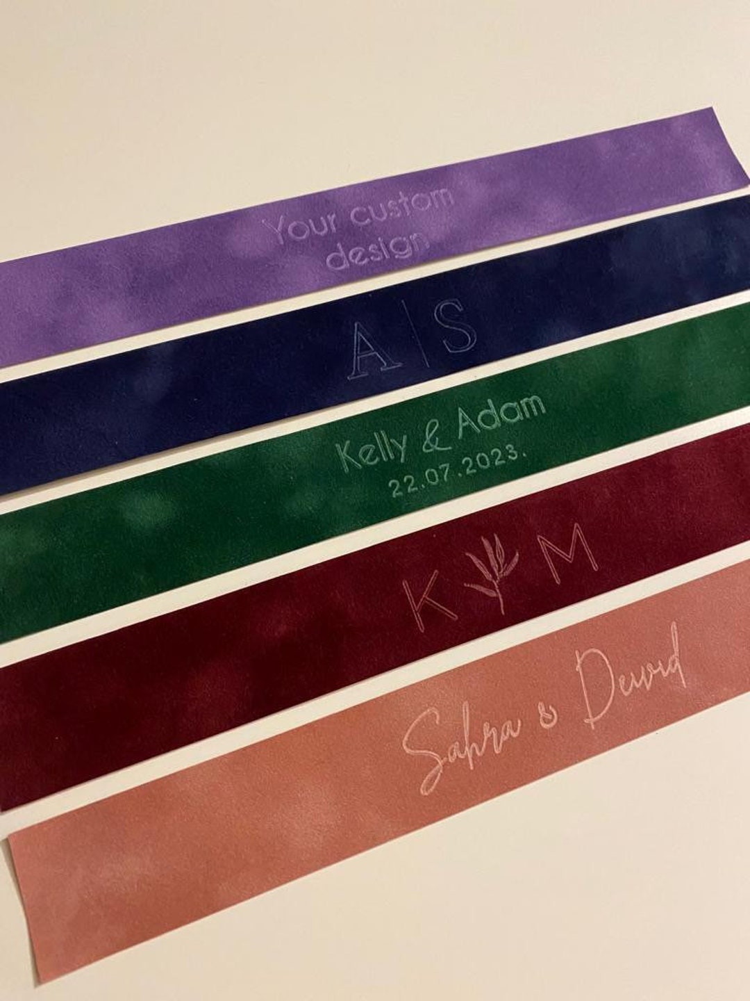 20 Pieces of Custom Vellum Velvet Belly Band Forest Green / Dark Olive