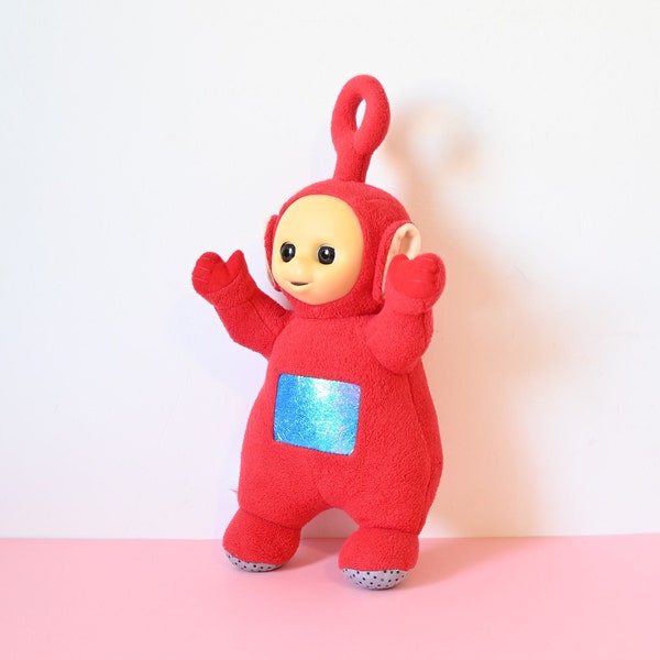 Peluche Teletubbies, rouge, Po, ferme les yeux, année 96