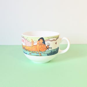 Large Glass Mug, Pocahontas, John Smith, Kocoum and Meeko, Disney, Vintage