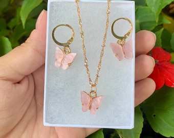 Butterfly Necklaces & Earrings Set