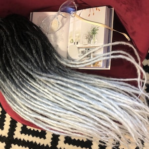 Black to White Ombre Synthetic Dreads: Natural Look, DE or SE