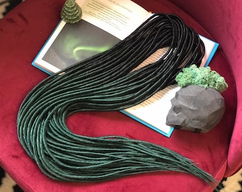 Synthetic Ombre Dreads: Black Fading to Forest Green (Braided Ends)