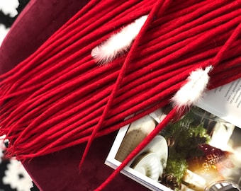 Merino Wool Hair Extensions: Burgundy Red Dreads - Soft, Lightweight