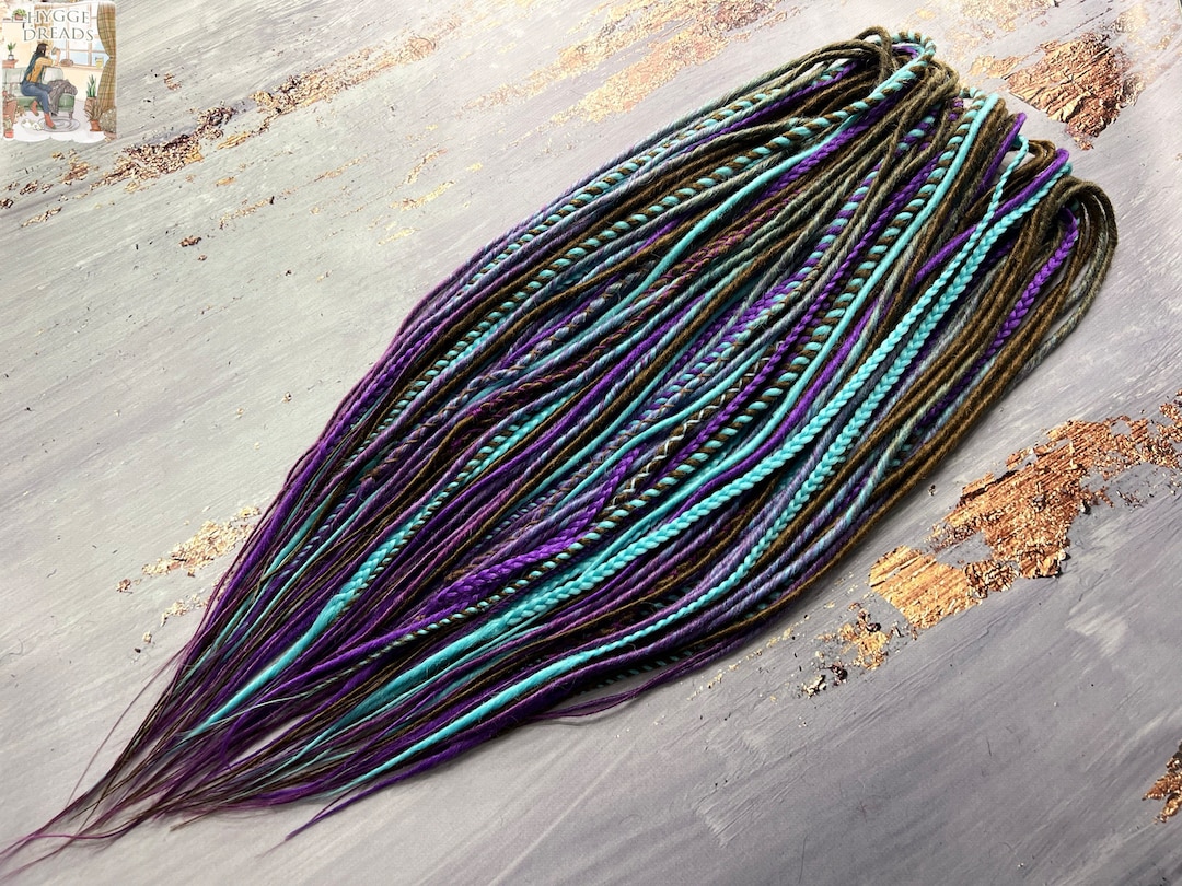 Thin Twisted Synthetic Dreads Braids Twists Solid Brown Blue Purple Ombre Brownbluepurple