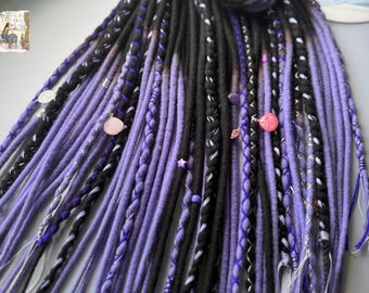Boho Wool Dreadlocks: Ombre Lavender and Purple (Custom Lengths)