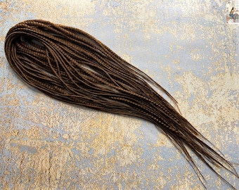 Dreads twisted thin synthetic + braids + senegals color brown chestnut, cinnamon Double ended dreadlocks set boho viking style