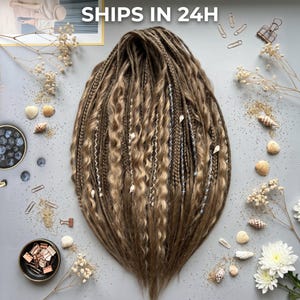 Pre Made Light Ash Brown Boho Curly Dreads Fast Shipping