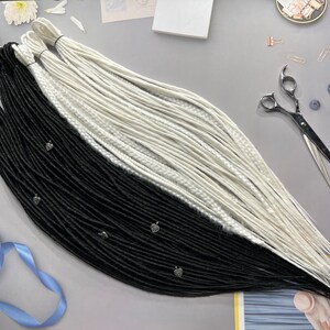 Black & White Synthetic Dreads: Twisted Hair Extensions with Metal Hearts
