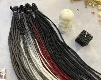 Synthetic Boho Dreads: Black Ombre Braids (55-60 cm, Beaded)