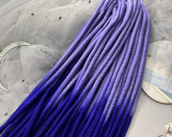 Merino Wool Hair Extensions: Ombre Violet Dreads (Double or Single Ended)