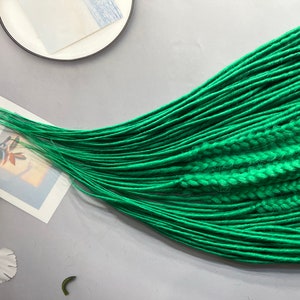 Full set ombre DE dreads braids ombre black and green hair accessories extensions thin double ended dreadlocks image 5