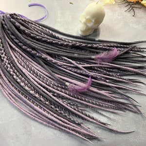 Merino Wool Dreadlocks: Gray & Light Lilac, DE or SE Soft Dreads