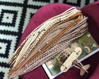 Wool Hair Extensions: Multi-Tonal Blonde Merino (18-24 inch Lengths)