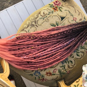 Natural look  synthetic dreads ombre boho style black on victorian pink with loose ends dreadlocks set
