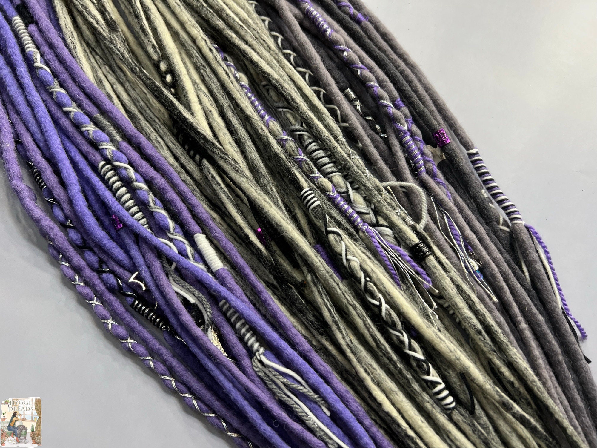 Silver Violet Wool Dreadlocks: Soft Felted Merino Hair  display picture 3