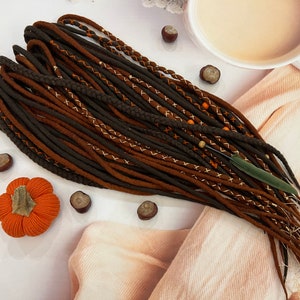Merino Wool Dreads & Braids: Auburn, Black, Brown Boho Extensions