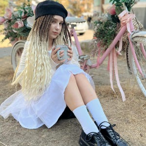 Ombre Brown to Blonde Dreadlock Extensions: Fishtail Braids with Boho Curls