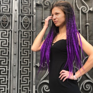 Black to Purple Ombre Synthetic Dreads: Natural Look, DE or SE