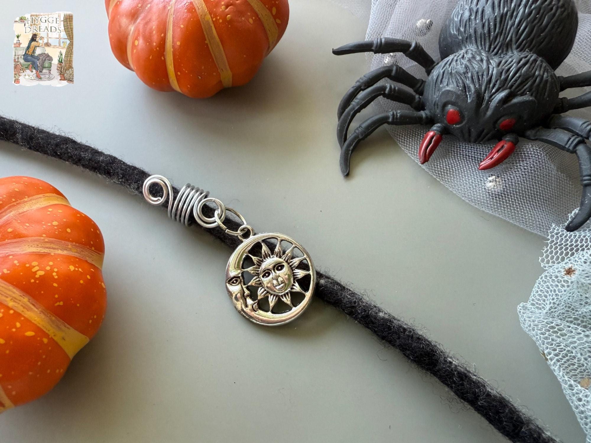 Dreadlock Hair Bead: Celestial Sun and Moon Design (7.5mm  display picture 1
