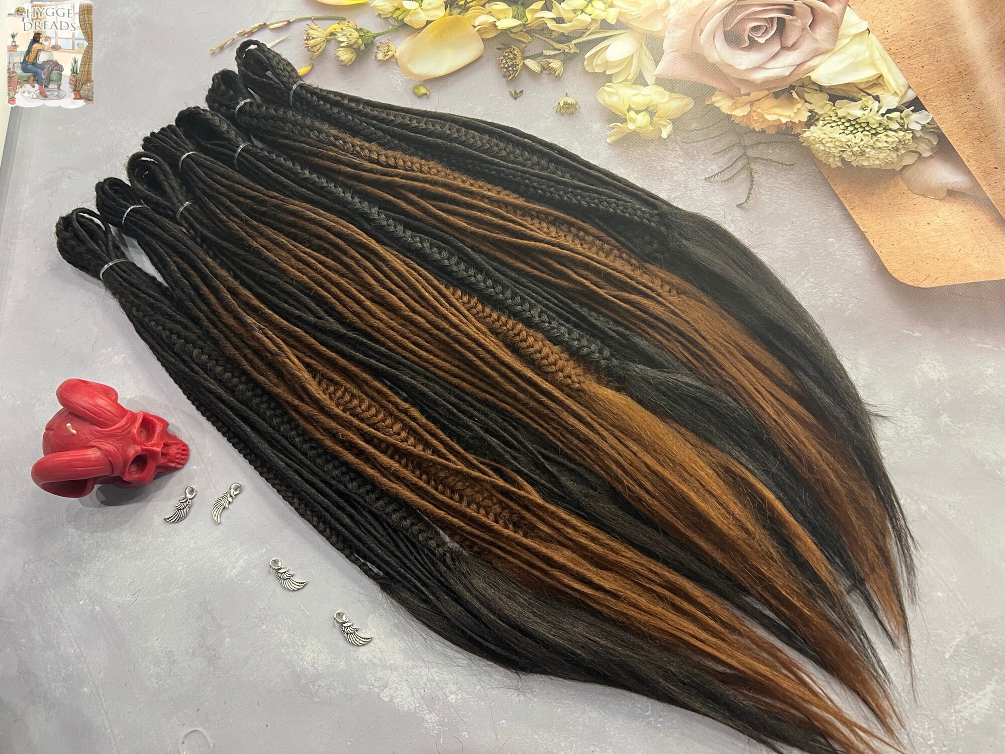 Handmade Decorated thin black brown dreadlocks Dark Brown Dreads - Etsy main image 2