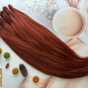 Crocheted Double Ended Dreads: Hot Amber Copper Synthetic Hair Extensions