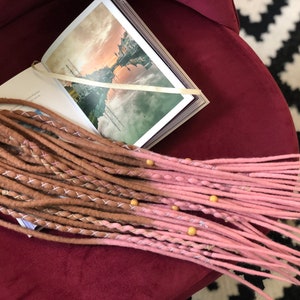 Ombre Wool Dreads: Dark Blonde to Pink Merino Hair Extensions