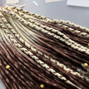 Handmade Wool Dreadlocks: Blonde, White, Brown Ombre Boho Braids