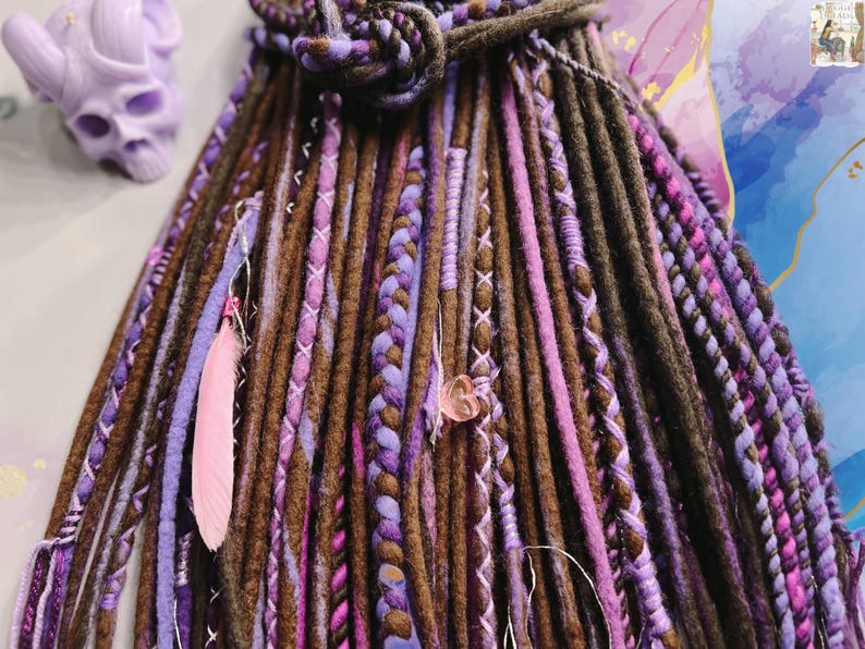 String Dreadlocks Merino Wool Dreadlocks: Brown and Purple Blend (custom Lengths) - Etsy