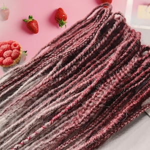 Ombre Burgundy Dread Extensions: Handmade Braided Synthetic Dreads