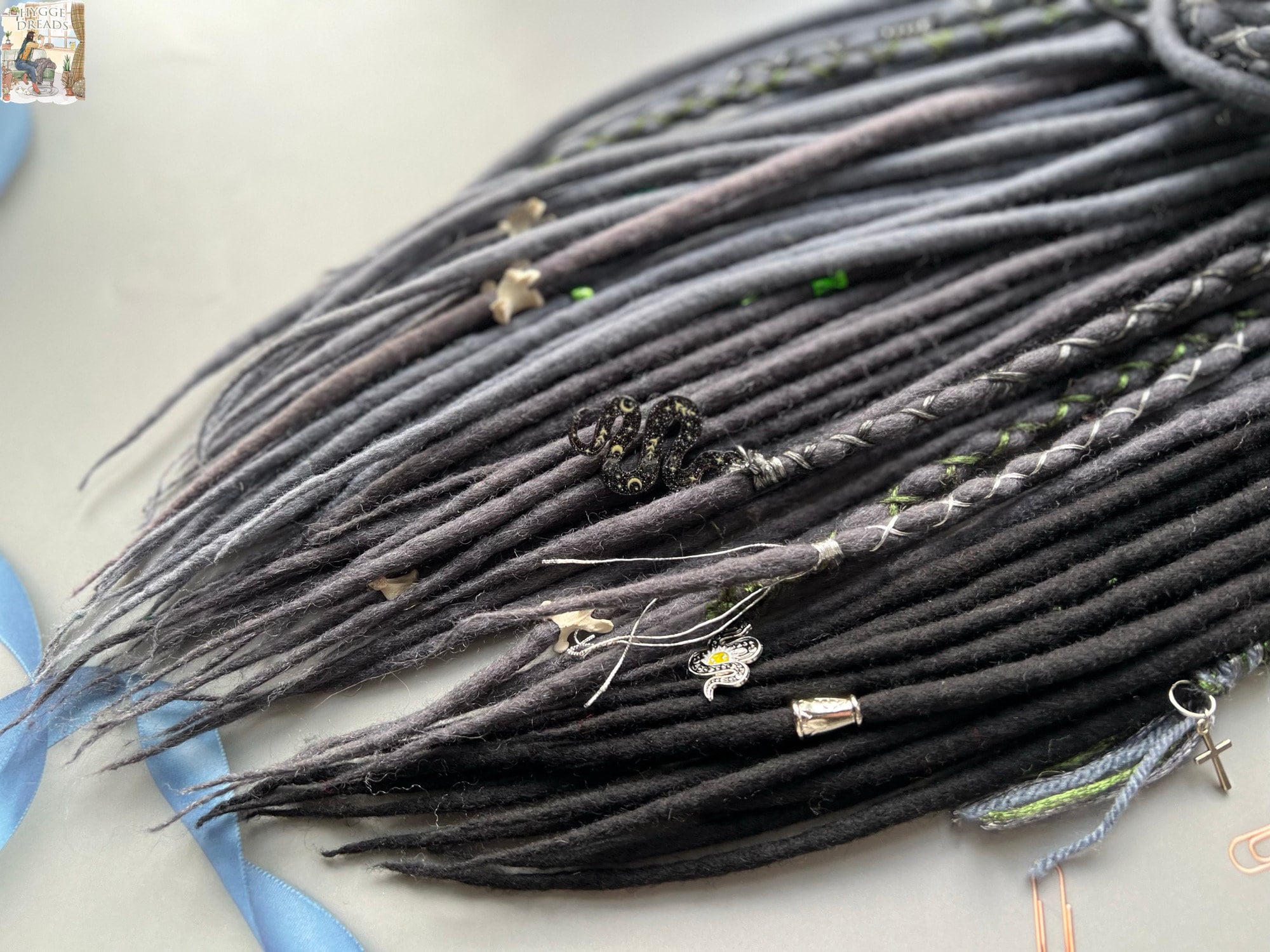 Black Grey Wool Dreads, Viking Gothic Merino Dreadlocks, Silver Thread ...