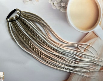 Elastic band twisted synthetic dreadlocks + senegals brown, white, peach ombre dreads extensions boho set clip on dreads