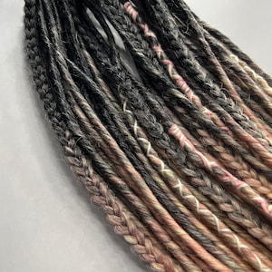 Ombre Synthetic Dreadlocks: Black, Blonde & Victorian Pink Fishtail Braids