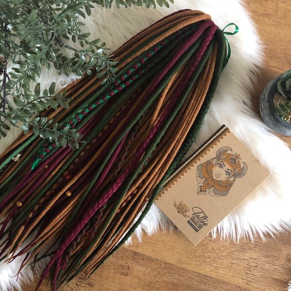 Wool dreads Full Set Dreadlocks light brown green burgundy twists braids dreads Hair Extensions gift set accent set hot