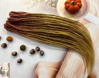Synthetische Dreadlocks mit losen Enden Ombre Rotbraun Rotbraun Senf Doppelt oder einzeln endende Dreadlocks Perücke Dreads Extensions