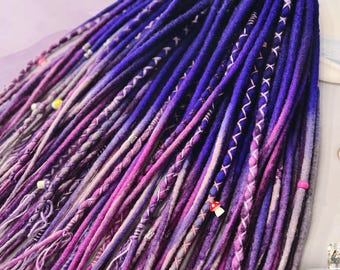 Wool Dreadlocks: Purple Ombre Felted Merino - Lightweight, Soft