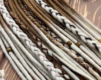 Boho Wool Dreads: Ombre Brown Ginger to White Blond Braids