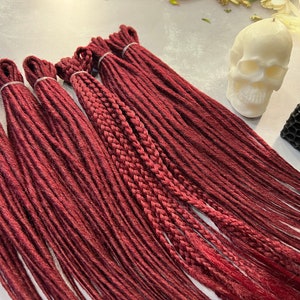 Burgundy Synthetic Dreadlocks: Twisted Braids, Loose Ends - Double or Single Ended