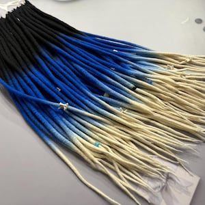 Ombre Wool Dreadlocks: Black, Blue, Blond with Beads