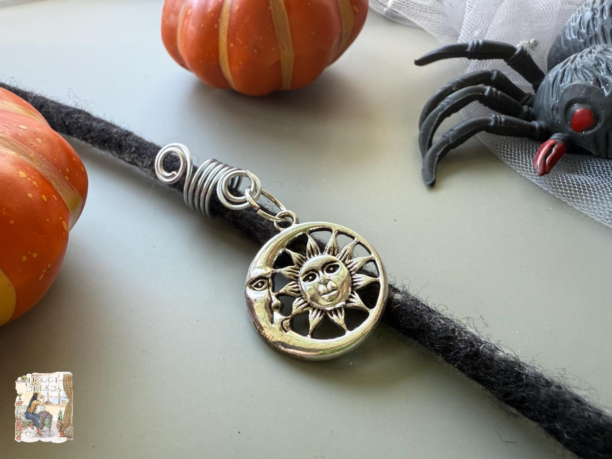 Dreadlock Hair Bead: Celestial Sun and Moon Design (7.5mm  display picture 2