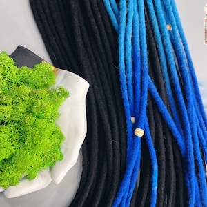Ombre Wool Dreads: Black to Blue, Boho Hair Extensions