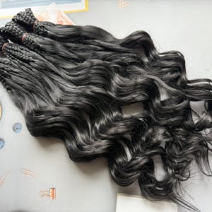 Ombre Black Curly Dreadlock Extensions: Synthetic Boho Braids