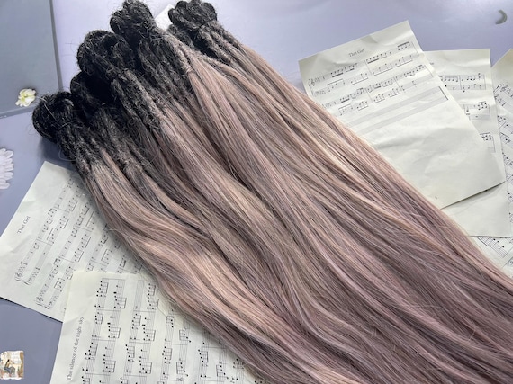 Ombre Pink Blond Crocheted Dreadlocks: Long Loose Ends