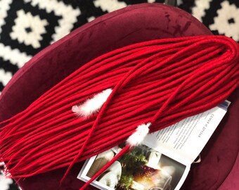 Wool dreads burgundy bright red ruby candy colour Double ended or Single ended soft Fake merino dreadlocks set gift present hair