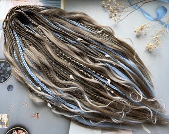 Ombre Thin Twist Hair Extensions: Boho Curly Dreadlocks with Beads