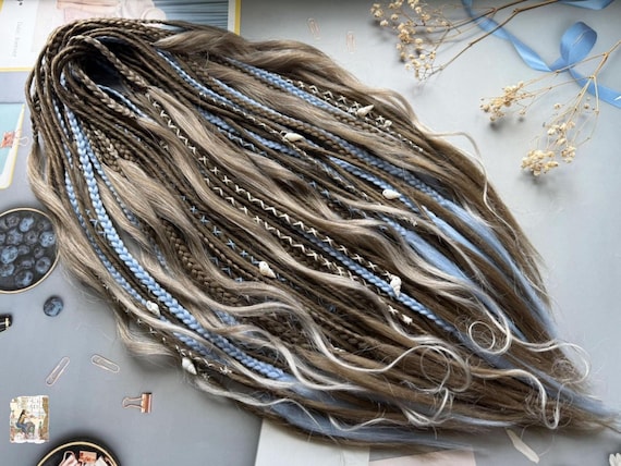 Ombre Thin Twist Hair Extensions: Boho Curly Dreadlocks with Beads