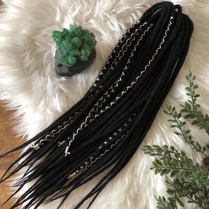 Handmade Black Merino Wool Dreads, Lightweight Felted (Double or Single Ended)