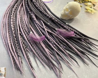 Lavender Grey Wool Dreads: Soft Merino Blend, Handmade USA