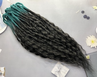 Crochet Hair Extensions: Ombre Green to Black (Synthetic Dreads)
