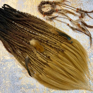 Ombre Synthetic Dreadlocks: Black Brown Sahara Blonde, Boho Viking Style